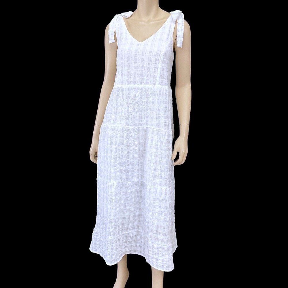 Parami Designs Maxi Dress Women Medium White Sleeveless Tie Straps NWT